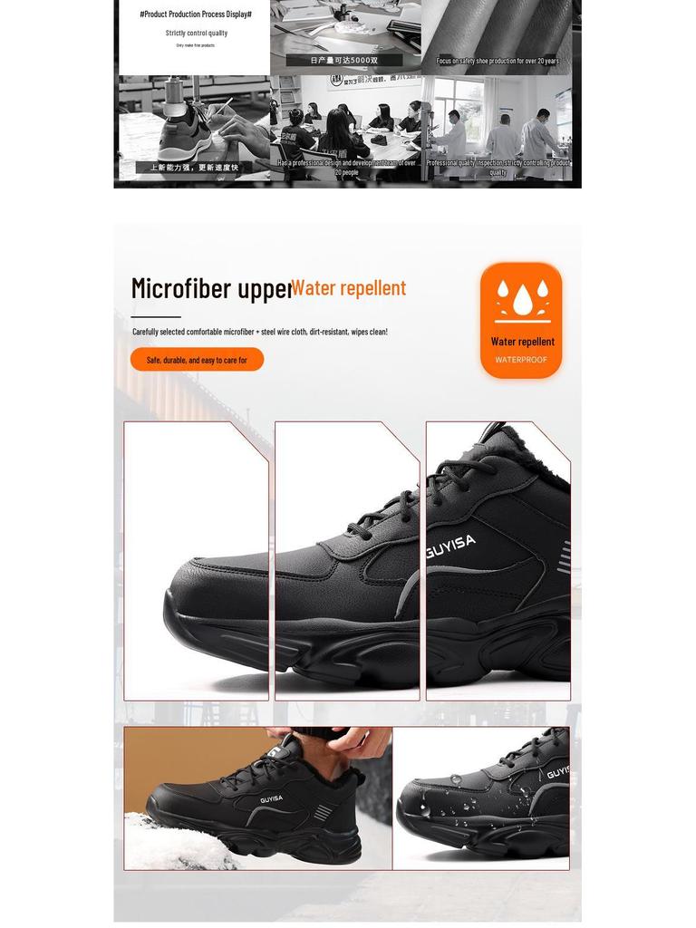 Fleece-Lined Safety Shoes: Lightweight, Anti-Smash, Anti-Puncture, Kevlar Sole for Long Standing Comfort