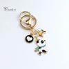 New Year Keychain Panda Heart Pendant Best Wishes Polished Lobster Clip Lightweight Shoulder Bag Schoolbag Decoration Pendant Keyring