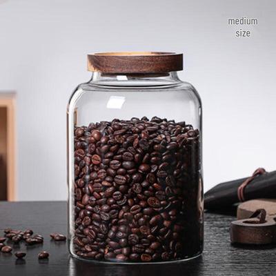 Bocal de stockage en verre borosilicaté avec couvercle en bois