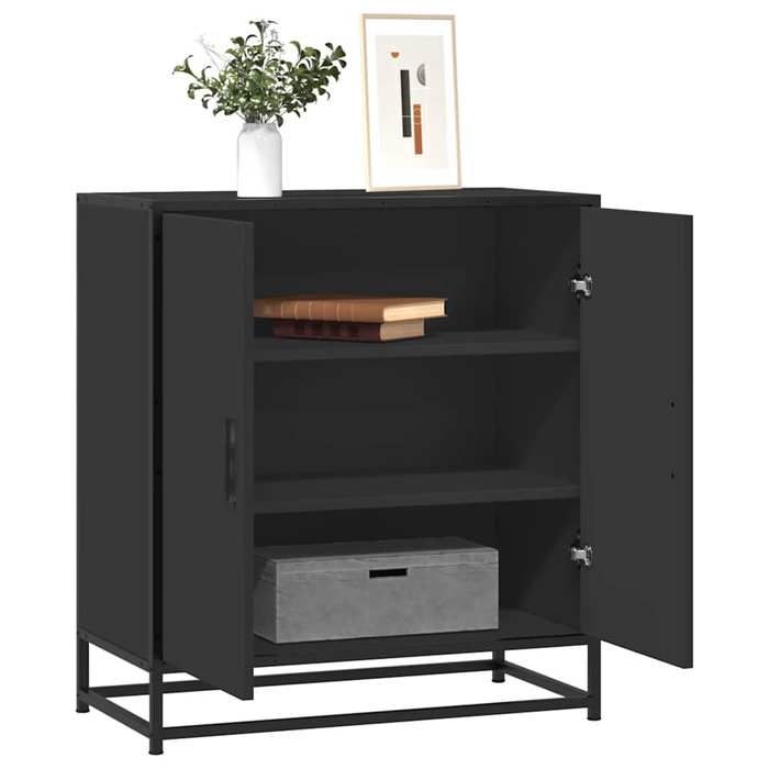 VidaXL Buffet noir 68x35x76 cm bois d'ingénierie et métal, armoire de rangement, meuble d'entrée, meuble d'appoint, meuble 848964