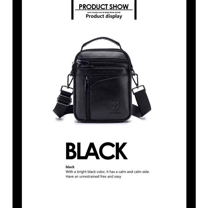 BULLCAPTAIN 2024 Brand Leather Men Bag Casual Business Leather Mens Shoulder Messenger Bag Vintage Men's Crossbody Bag male