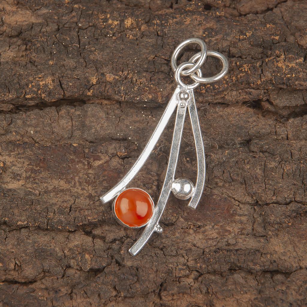 Karneol 925 Sterling Silber Anhänger, handgefertigter Edelstein Anhänger Schmuck, Geschenke für Frau Brandneuer Anhänger