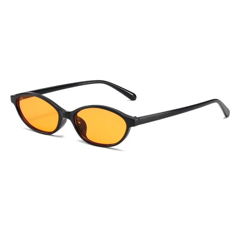 New Retro Oval Cat Eye Sunglasses for Women Y2k Trendy Small Narrow Sunnies 90s Vintage Designer Sun Glasses