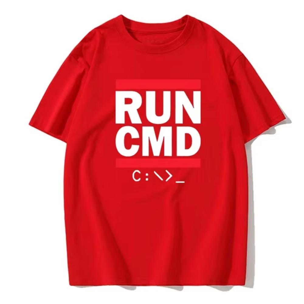 Men's Summer T-shirt Run Command Computer Programmer Letter Printed Casual Fashion Cotton T-shirt