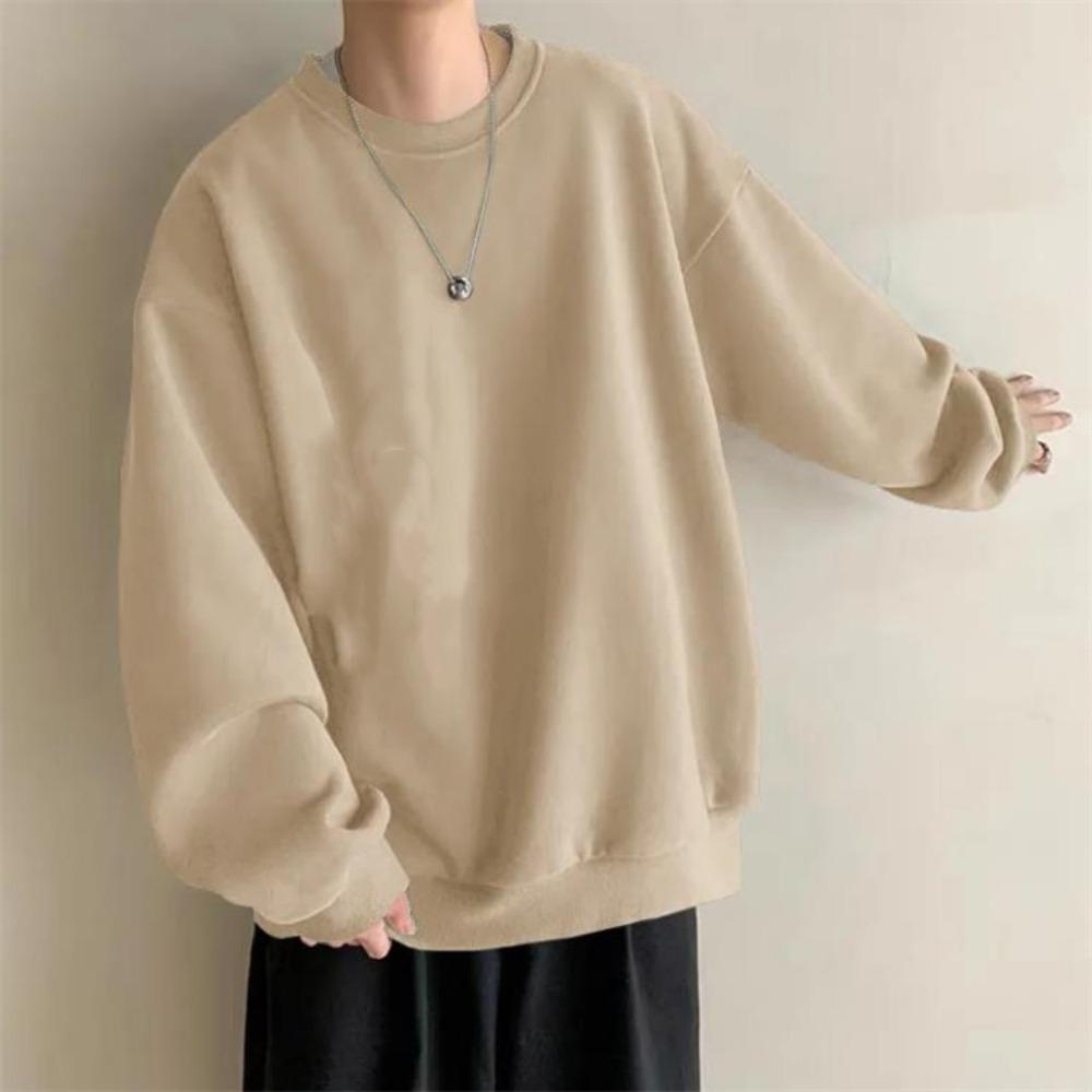 

Thin -hatless Sweaters Men Women Handsome High Sense of Spring Autumn Port Breeze Ins Casual Loose Long -sleeved Bottoming Shirt 4XL абрикосовий