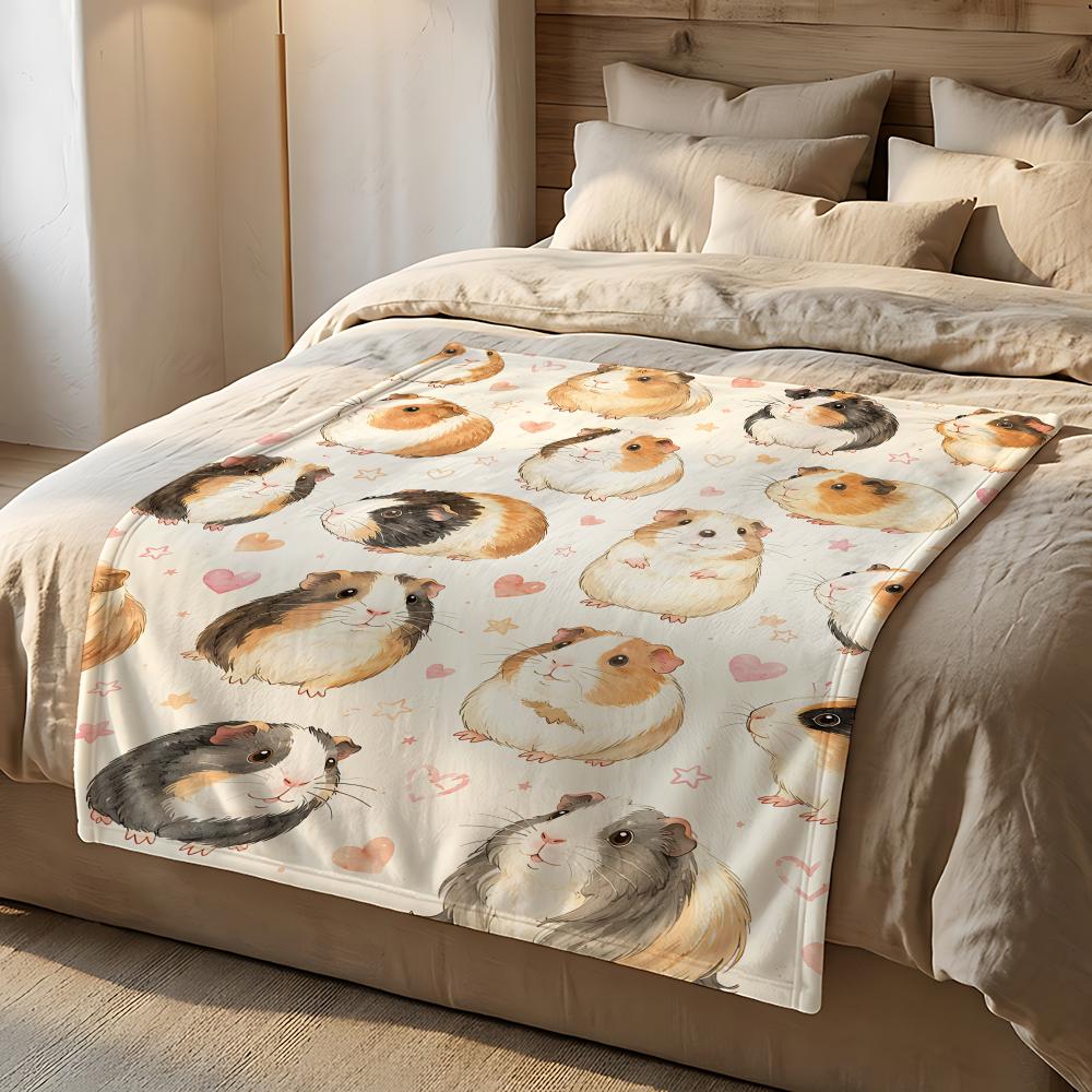Fluffy Hamster Set Throw Short Plush Throw Blanket Soft Skin-Friendly Multi-Scene Home Office