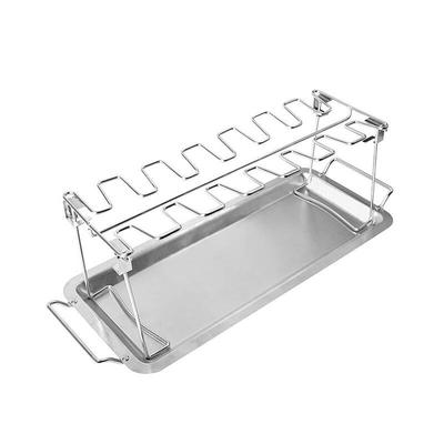 Nufeng Outdoor Foldable Stainless Steel 14-Slot Chicken Leg Roaster Rack with Base