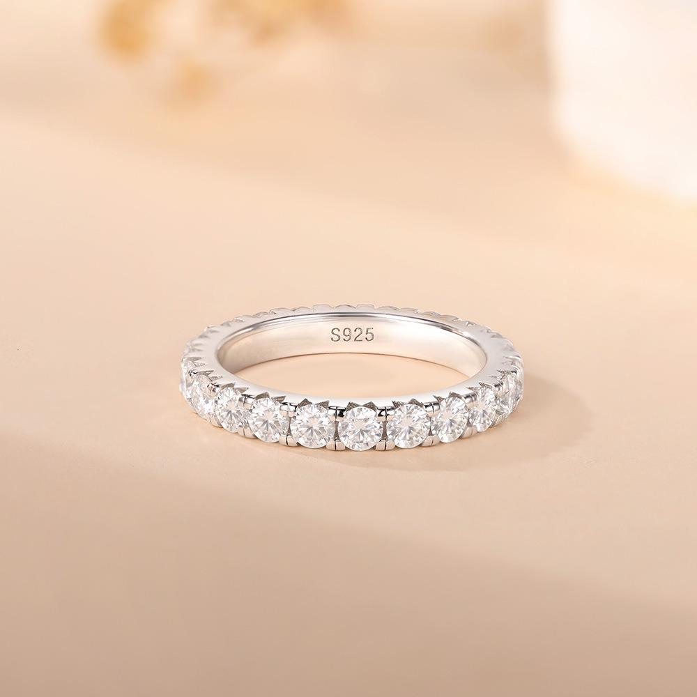 18K Gold-Plated 925 Sterling Silver Moissanite Band Ring for Women