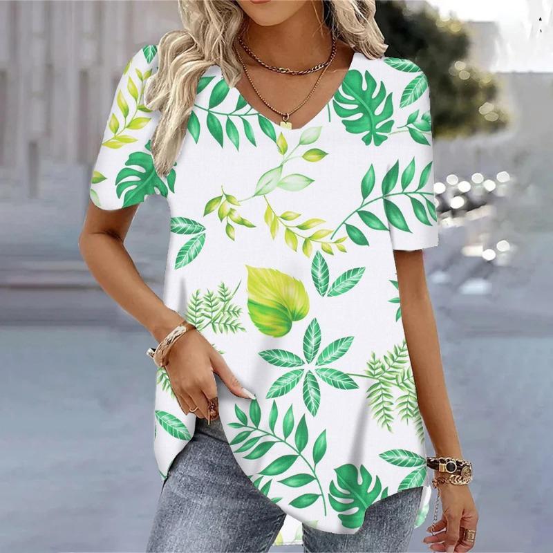 Sommer Süße Ananas Frische 3D Digital Gedruckt Locker Lässig V-Ausschnitt Kurzarm Damen T-Shirt Top