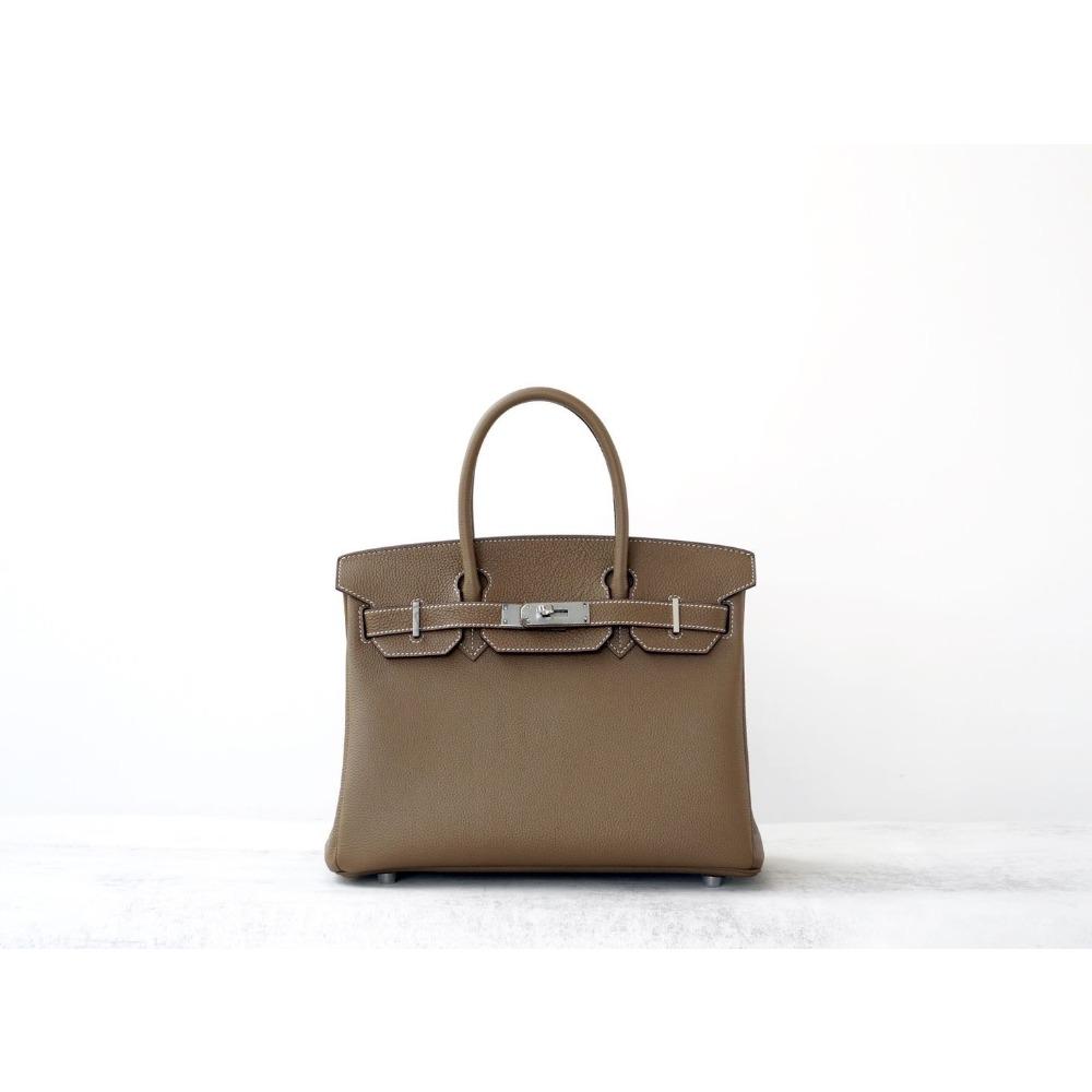 Medieval Retro Bag Leather Togo Lychee Pattern 25cm/30cm European and American Style Hand Bag