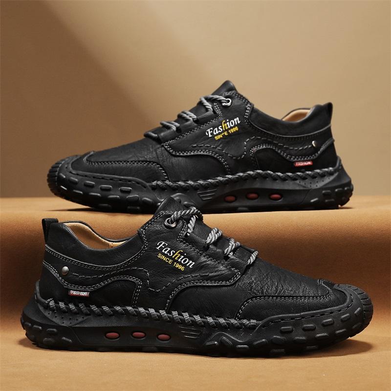 39-48 Men's Leather Casual Shoes Handmade Soft Working Shoes Leather Ankle Boots Large Size Driving Moccasins Shoes