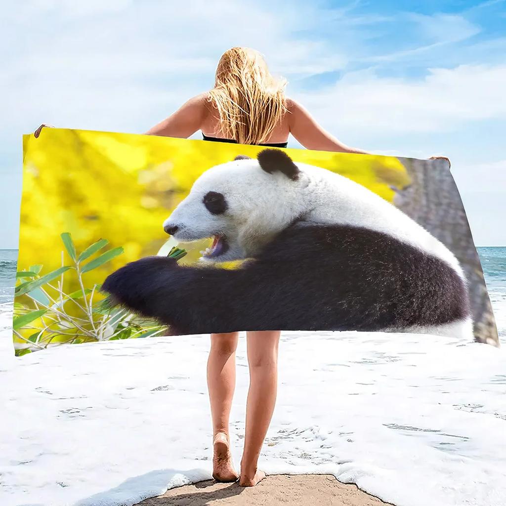 Cute Panda Beach Towels Quick Dry Microfiber Soft and Absorbent Bath Towel Outdoor Travel Oversized Beach Towel for Adults Kids