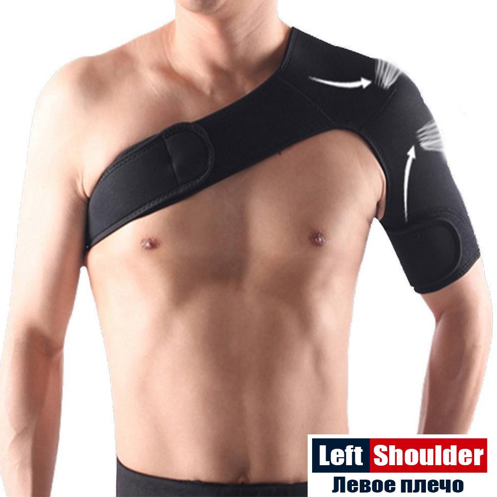 

Sposafe Adjustable Gym Sports Care Single Shoulder Support Back Brace Guard Strap Wrap Belt Band Pads Black Bandage Men & Women S for weight 45-70kg