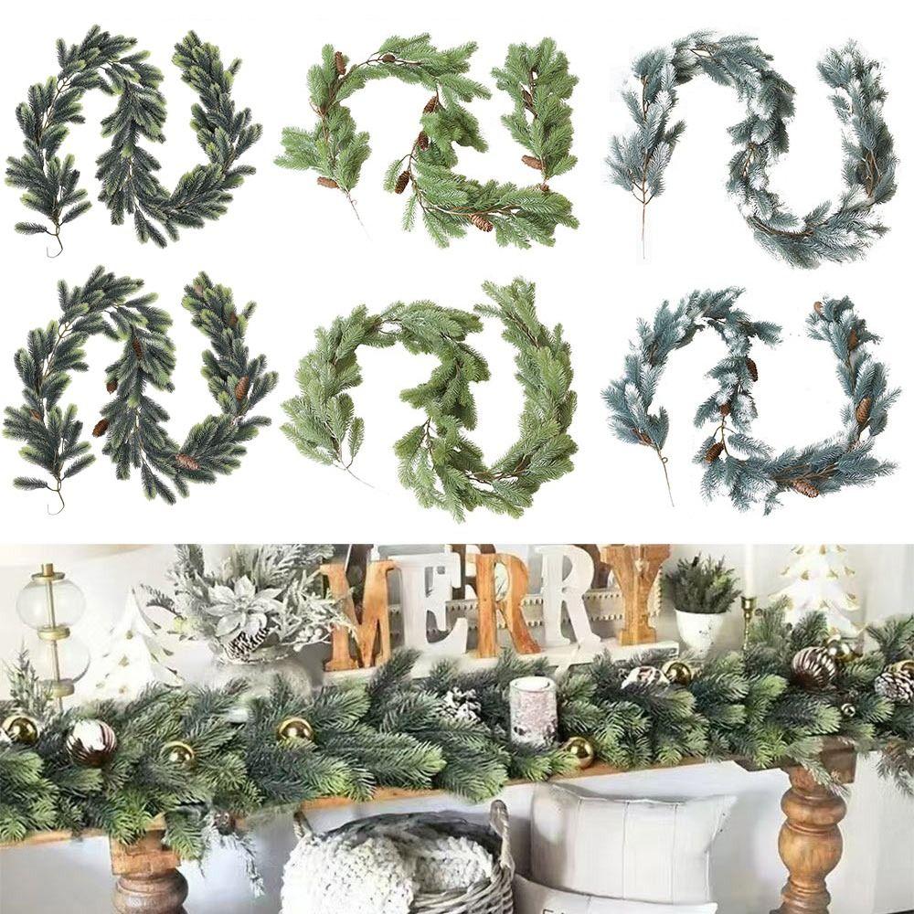 Green Christmas Garland Pinecone Hanging Garland Rattan Festival Ornament