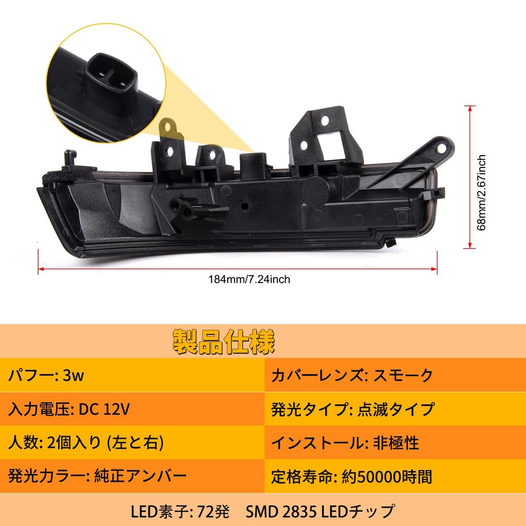 NEIFILES 30 Series Prius Compatible Door Mirrors and Turn Signals for 40 Series Prius Side Mirrors with Vehicle Inspection Smoke Lens ZVW30/35 G's