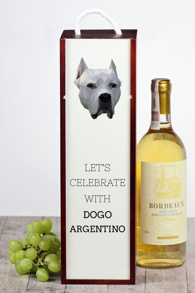 Argentinian Mastiff, Dogo Argentino - Geometric Box With Photo And Inscription For Wine Brand Art-Dog
