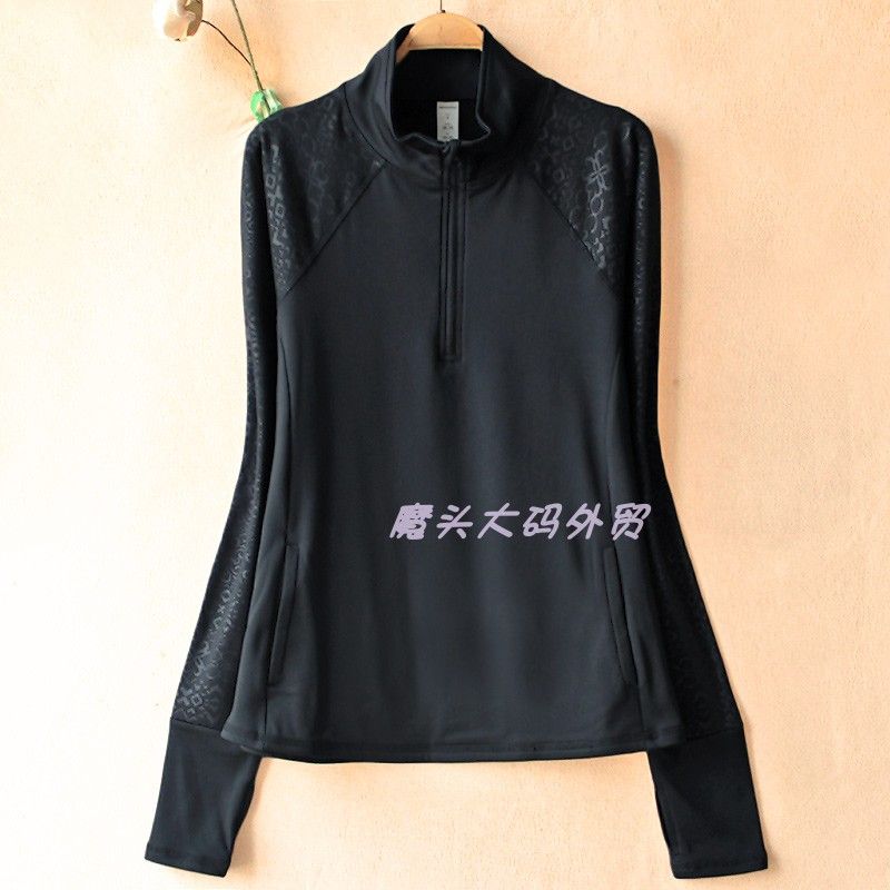 Foreign Trade Spring and Autumn Women Plus size Outdoor Sports Running Sanding Quick-Drying Elastic Fleece-lined Half Pull Long sleeves Shirt 556