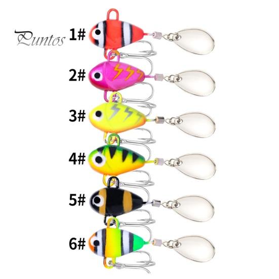 6Pcs 10G/5CM VIB Fishing Lure with Treble Hook Spinning Sequin Long Casting Metal Hard Artificial Spinner Bait Saltwater Freshwater Bass Walleye