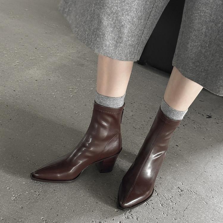 Pointed short boots women's new 2025 autumn and winter high-heeled short boots niche design thin boots thick-heeled women's boots