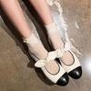 Spring New Ballet Shoes Women's Round Head Bow Pearl Mary Jane Shoes Metal Buckle Commuter Dating