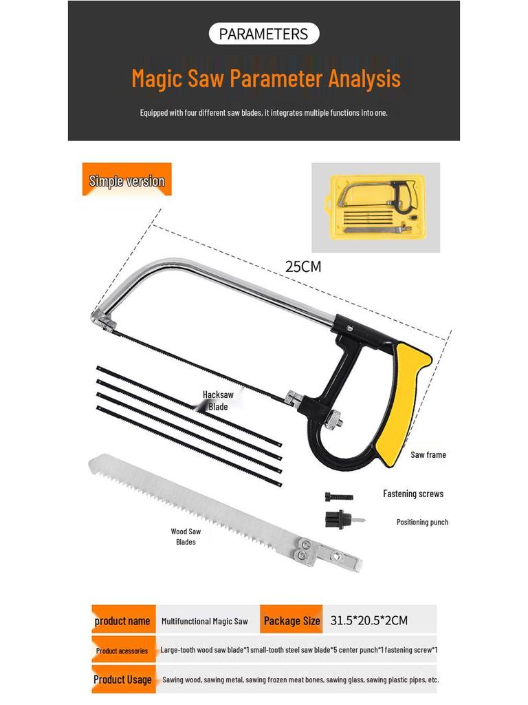 Wielofunkcyjna piła ręczna DIY: Progi, Drut, Piła włosowa, Magia, Stal i Drewno Narzędzie do użytku domowego