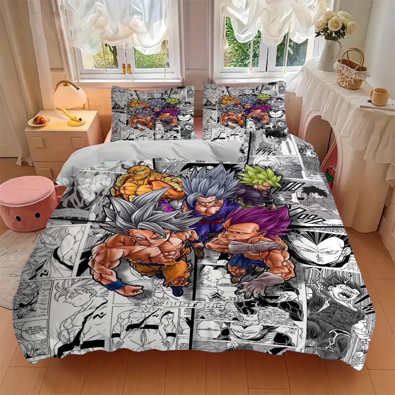 3pcs The Ultimate Battle Dragon Ball Quilt Set Soft and Comfortable Bedroom, Guest Room and Dorm Decor Bedding Set.H096