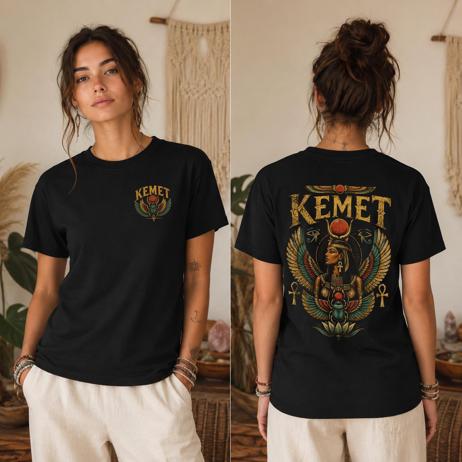 Kemet Goddess Shirt: Ancient Egypt Tee | Egyptian Mythology Lover Gift | Kemetic Spirituality Apparel | Ra Scarab Isis Hathor Unisex Shirt S