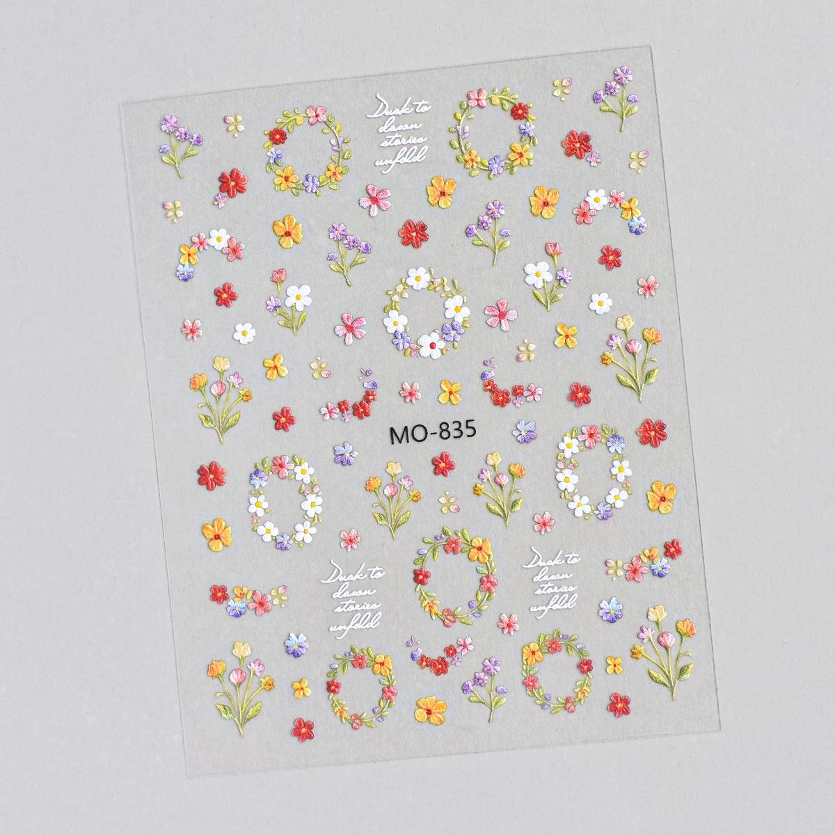 3D Floral Butterfly Wreath Nail Stickers: Colorful DIY Nail Art Accessories