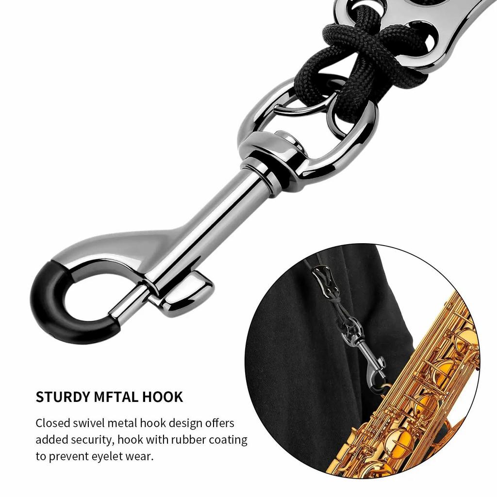 Curea pentru saxofon Curea de gât pentru saxofon din piele naturală, cu tampon moale și confortabil