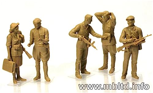 Master Box 1/35 Scale Plastic Model Kit: French Resistance and German Officer Prisoners of War, 1944, Set of 5 (MB35051)