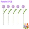 Handmade Crochet Tulip Flowers Bouquet Artificial Knit Simulation Craft Gift for Mom Women Bride Wedding Home Decor Party Supply