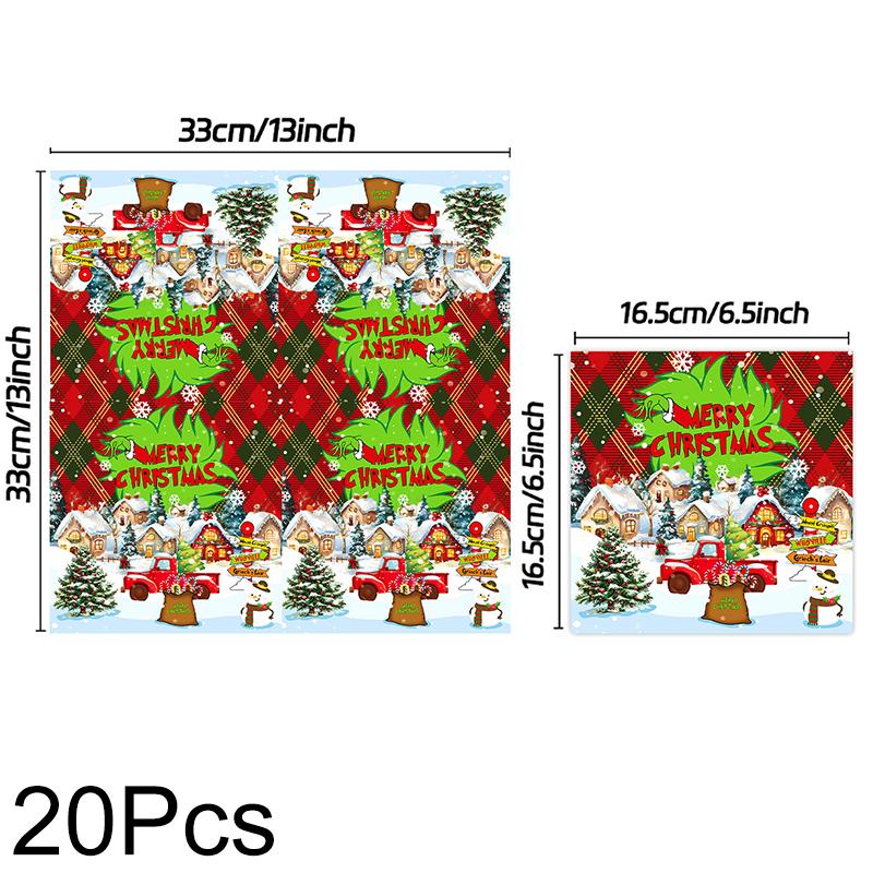 1Set Disposable Tableware Set Spoon X-mas Party Decorations Party Supplies Fork Happy New Year Paper Plates Merry Christmas