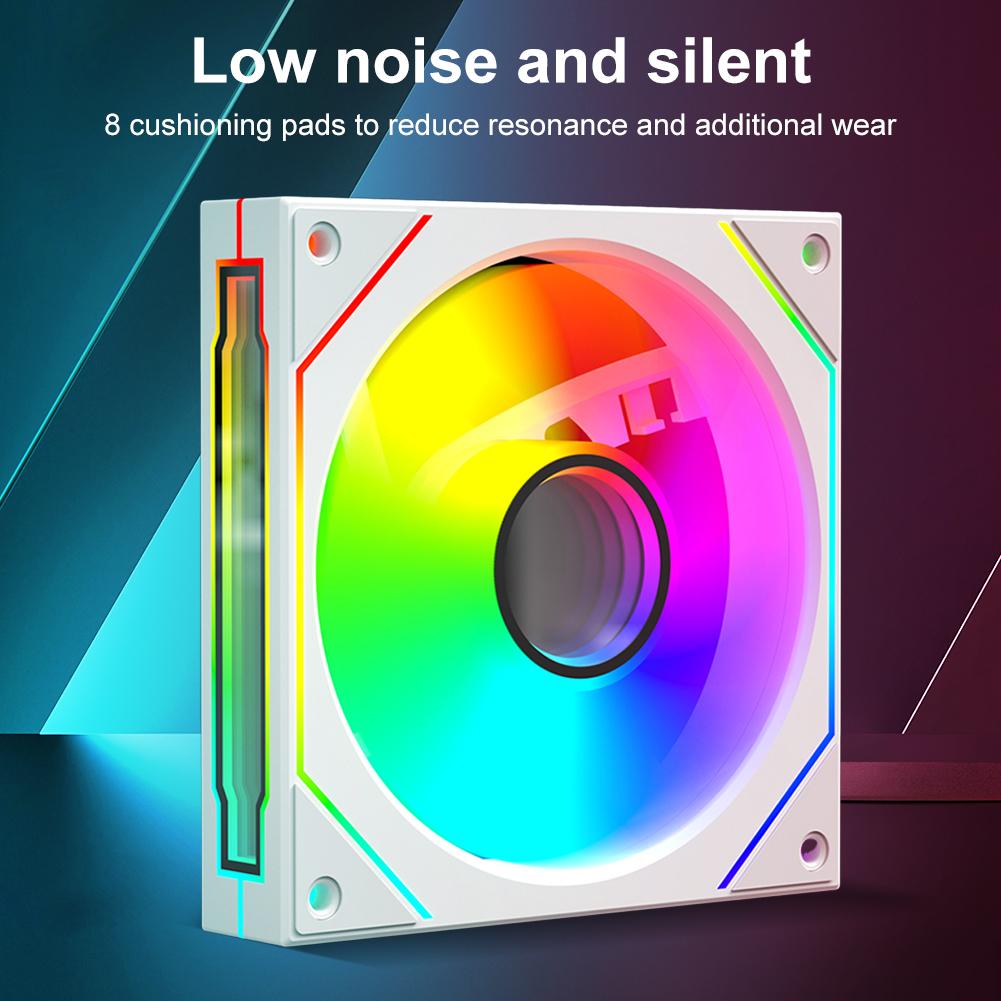 12cm ARGB Case Fan PWM Silent Computer Fan with Lighting Effect Computer Chassis Fan 5V-3PIN 1800RPM Speed for Computer Case
