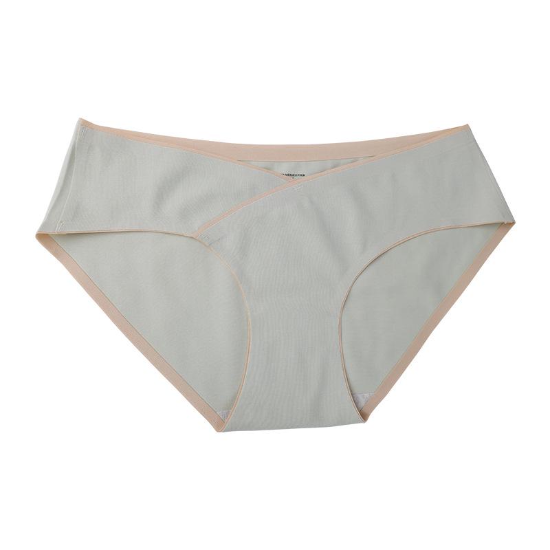Seamless V-Shape Low-Waist Cotton Maternity Underwear with Abdomen Support
