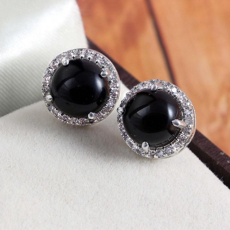 

Серьги из натурального черного оникса, Серьги с драгоценными камнями, Ювелирные серьги, Черные серьги, Серьги-гвоздики из черного оникса, Подарок для нее, Подарок жене мамы чёрный