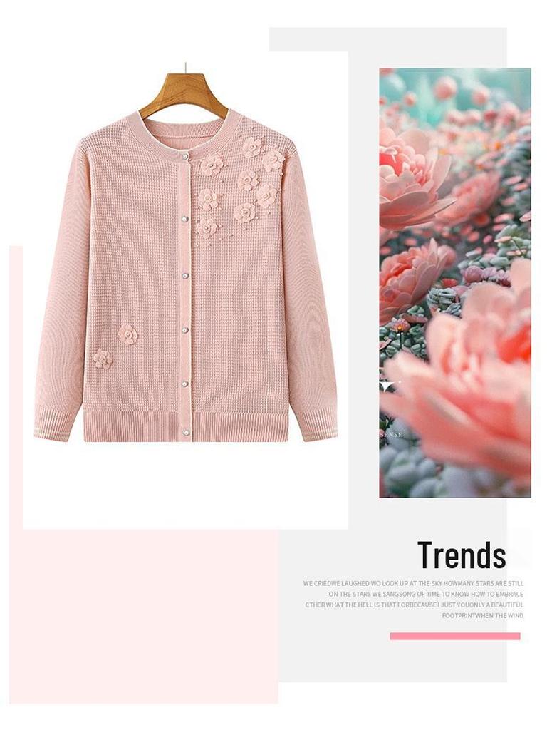 2025 New Style Grandma's Knitwear: Spring & Autumn Long Sleeve Pullover for Middle-Aged & Elderly Women