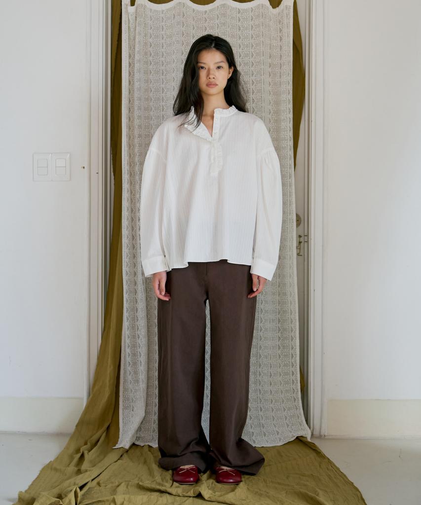 Poeteuseoul Frill Half-Open Blouse_White