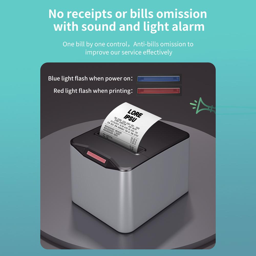 Portable Printer Receipt Printer USB Receipt Printer Efficient 220mm/s Wall Hanging Wireless Thermal Printer for Grocery Stores
