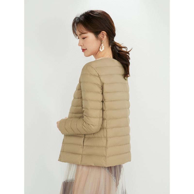 New autumn and winter clothing light down jacket women's short ultra-light liner white duck down collarless warm jacket