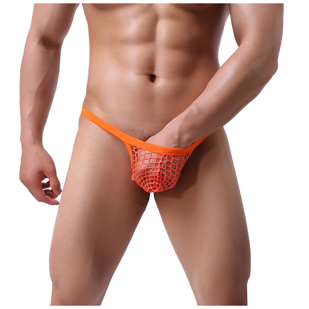 Men Hollow Out Low-Waist Sexy Underwear Rhombus Sexy Underwear