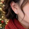 Holiday Party Accessories 1 Pair Snowflake Earrings for Women, Sparkling Dangle Earrings, Winter Long Minimalist Drop Chain Ear Line Christmas Jewelry