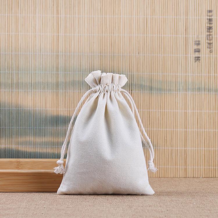 Canvas Drawstring Jewelry Gift Bag - Cotton Linen Pouch 8*10 cm грязно-белый