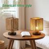 Wicker Desk Lamp with Charging Button - Straw Weave Bedside Night Light for Study or Bedroom