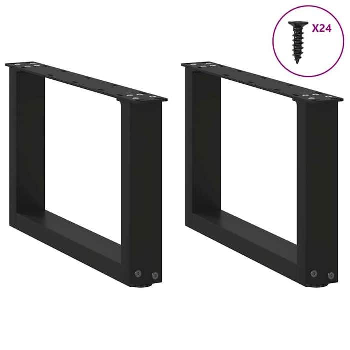 VidaXL Pieds de table basse en U, 2 pièces, noir, 50 x (30-31) cm, acier 4013136