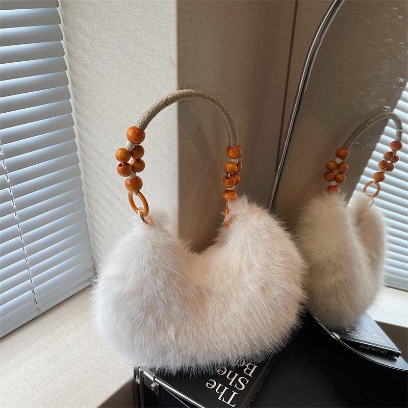 Autumn Winter Women's Plush Handbag Shoulder Underarm Bag