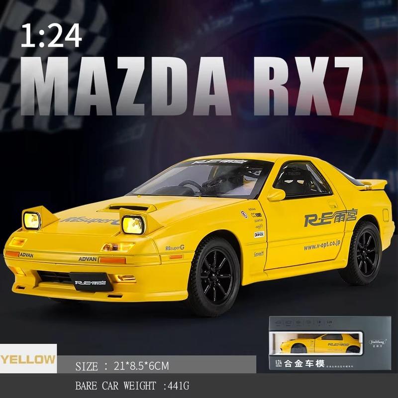 1:24 Mazda RX7 RX-7 supersportsbil lyd og lys pull-back samling ornamenter simulering støpt modellbil støping barneleke gutt gave