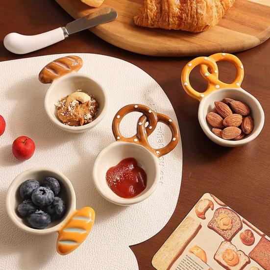 Keramické misky na omáčku Kreativní tvar bagety Misky na dip Kořenky Nádoba na skladování potravin pro domácnost Restaurace Oslavy