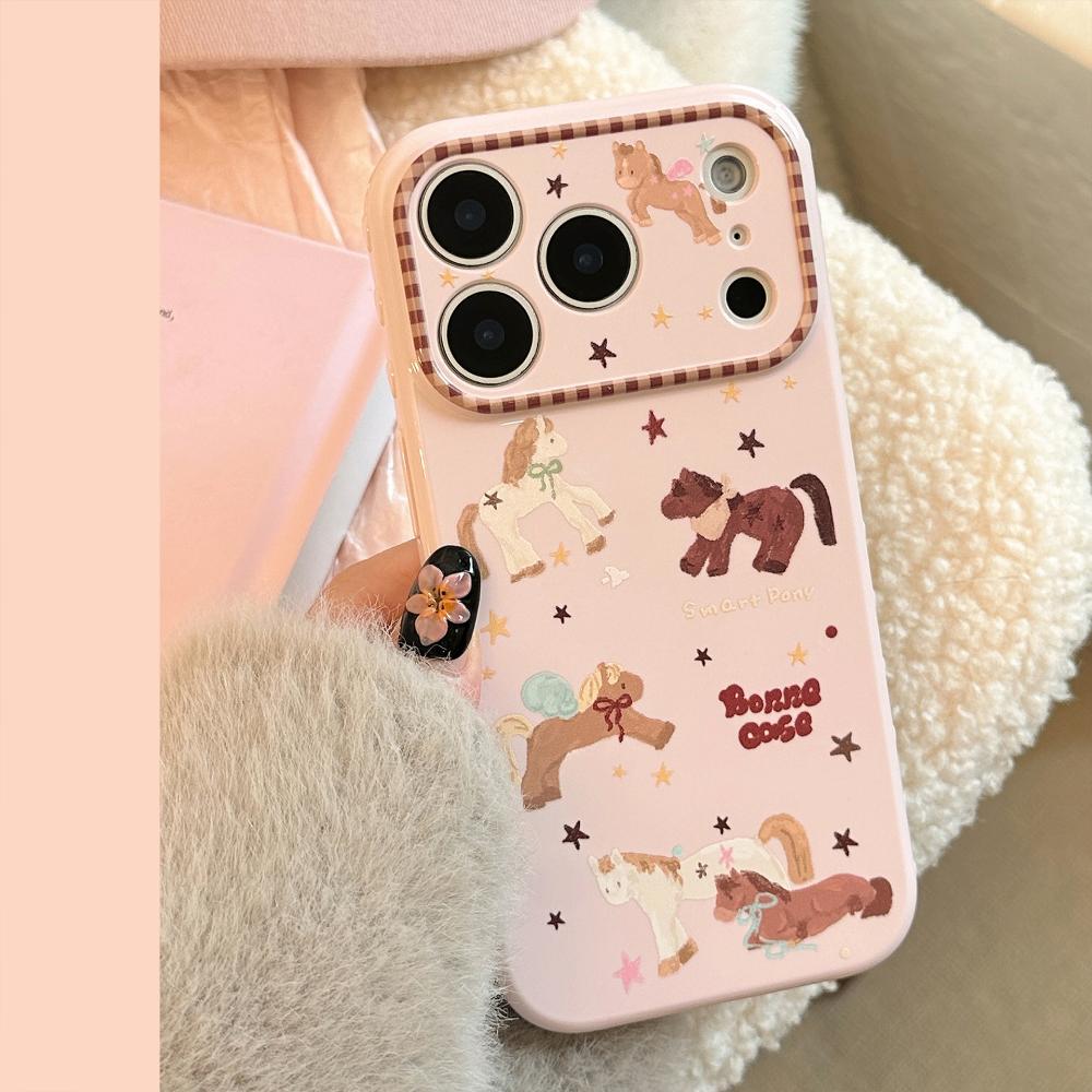 Cute Pink Pony Phone Case for IPhone 16, IPhone 17 Pro Max, and IPhone 14 with A Chain