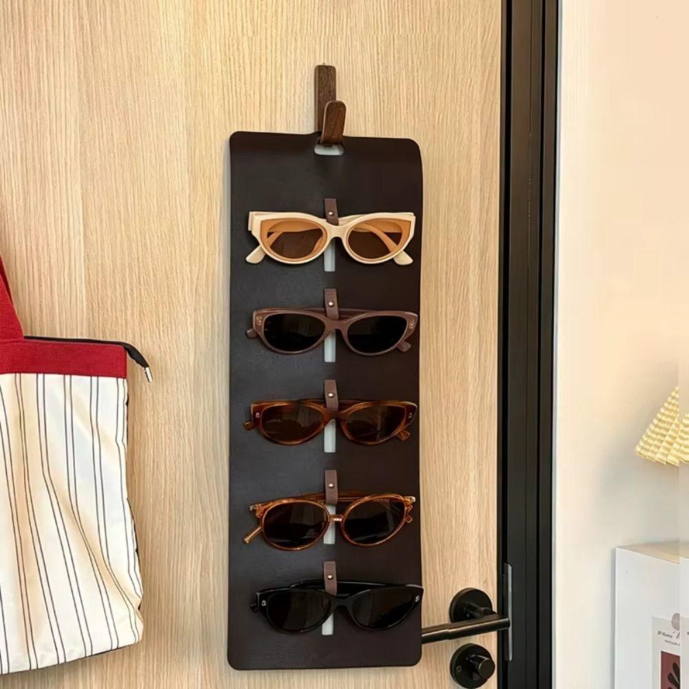 Wall Mounted Sunglasses Storage Bag 5 Slot Hanging Eyewear Holder Eyeglasses Display Rack  Bathroom