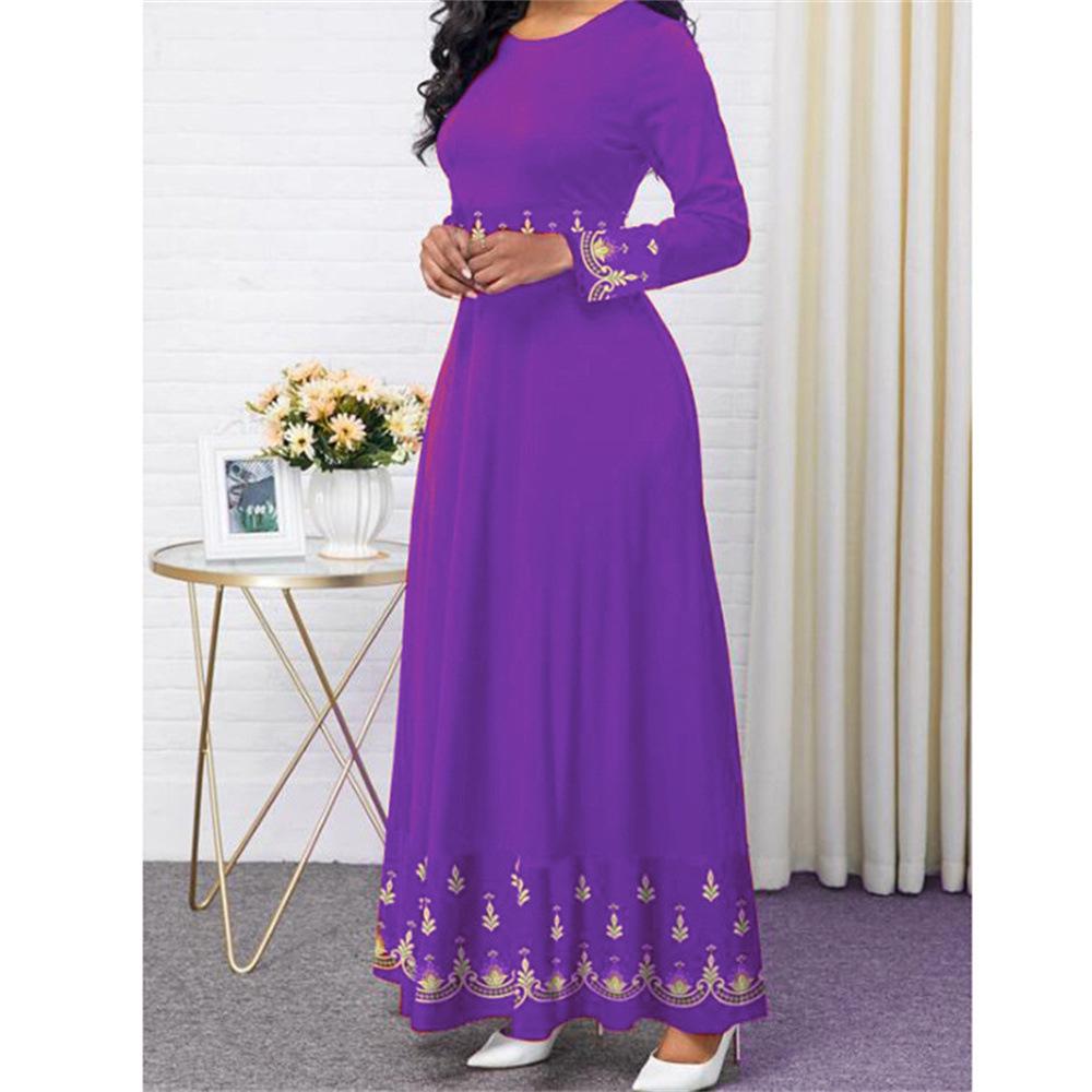 Retro Print High Waist Maxi Dress for Women